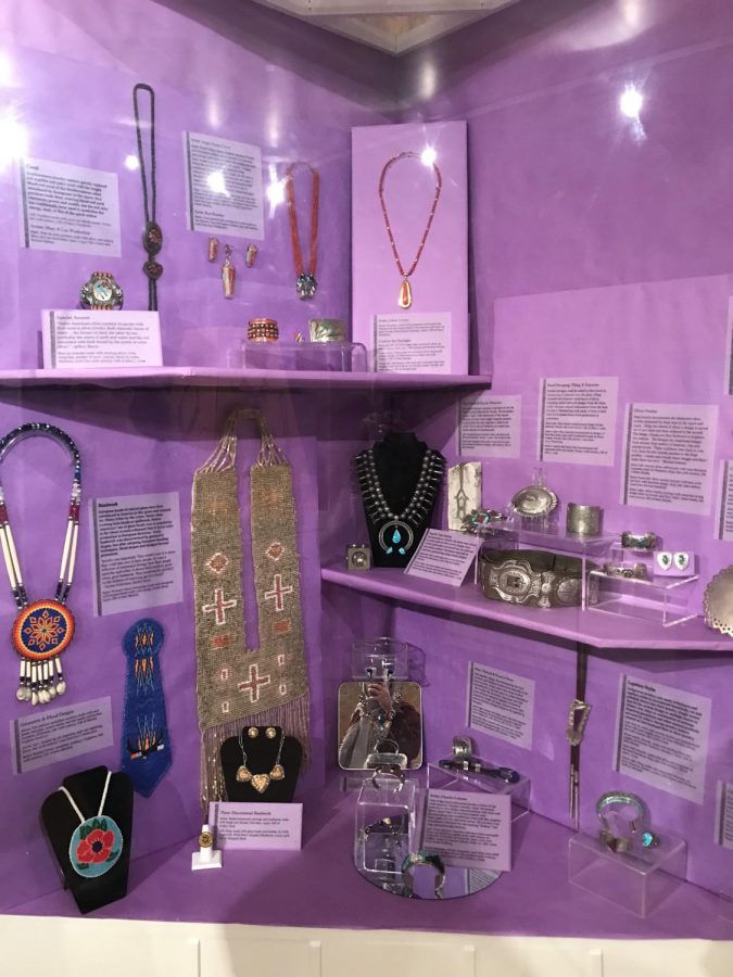 Native American jewelry on display at Evanston’s Mitchell Museum of the American Indian. The exhibit opened Sept. 28