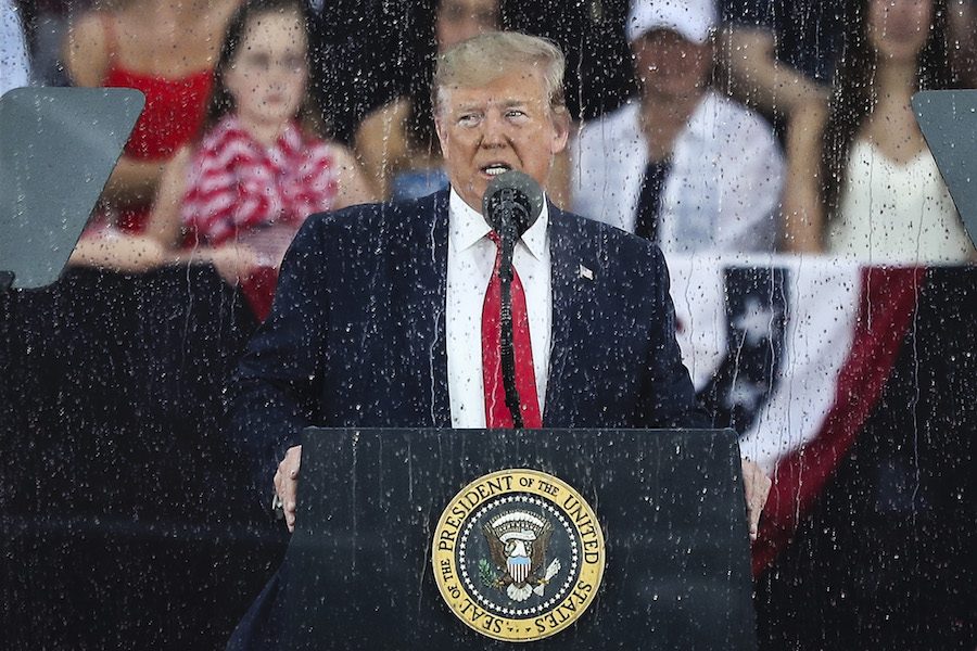 President Donald Trump delivers remarks at the & to America & ceremony in front of the Lincoln Memorial in Washington, D.C., on July 4, 2019.