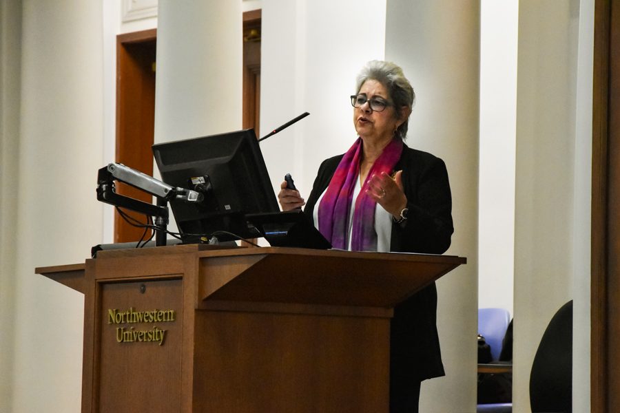 The Women’s Center keynote speaker Yolanda Flores Niemann spoke on Thursday in Harris Hall. Niemann urged allies to support equitable tenure-track policies for women of color.