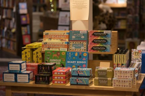  A table of games in Bookends and Beginnings. Store owner Nina Barrett said the shop is planning to open some of the games for people to play at Small Business Saturday on Nov. 30.