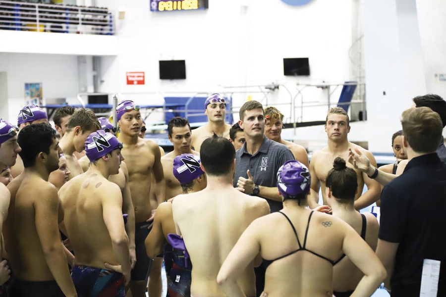 Jeremy Kipp talks to his team. Northwestern’s second year coach has taken a long journey to success with the Wildcats.