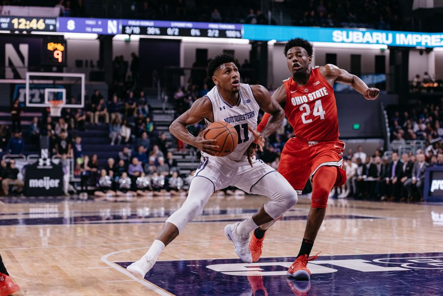 Anthony Gaines drives to the basket. The junior guard will be tasked with guarding the Big Ten’s best players this season.