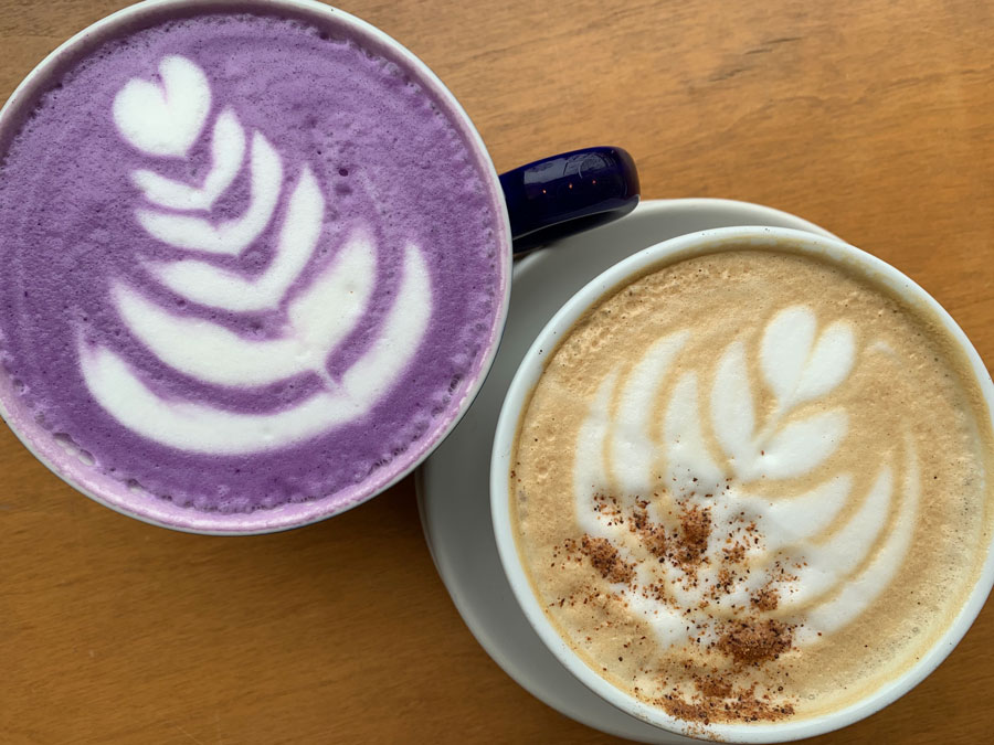 This season, Coffee Lab & Roasters offers unique drinks like a Nutella Latte, White Chocolate Mocha and Maple Latte. Owner Daniel Aquino also developed a recipe for a bright purple Ube Coconut Latte.