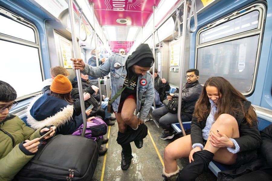 First-time+participants+remove+their+pants+for+Chicago%E2%80%99s+14th+annual+%E2%80%9CNo+Pants+Subway+Ride.%E2%80%9D+The+flash+mob+was+created+to+promote+silliness+and+spontaneity+in+everyday+life.+