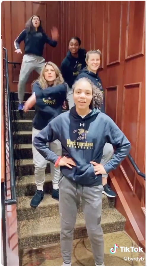 A scene from Northwestern women’s basketball’s viral TikTok. The video found internet fame last week, collecting more than 800,000 views.