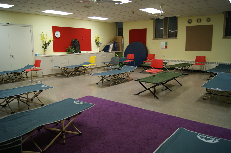 The women’s side of the shelter at First Presbyterian Church. The church also has a warming center on the same floor.