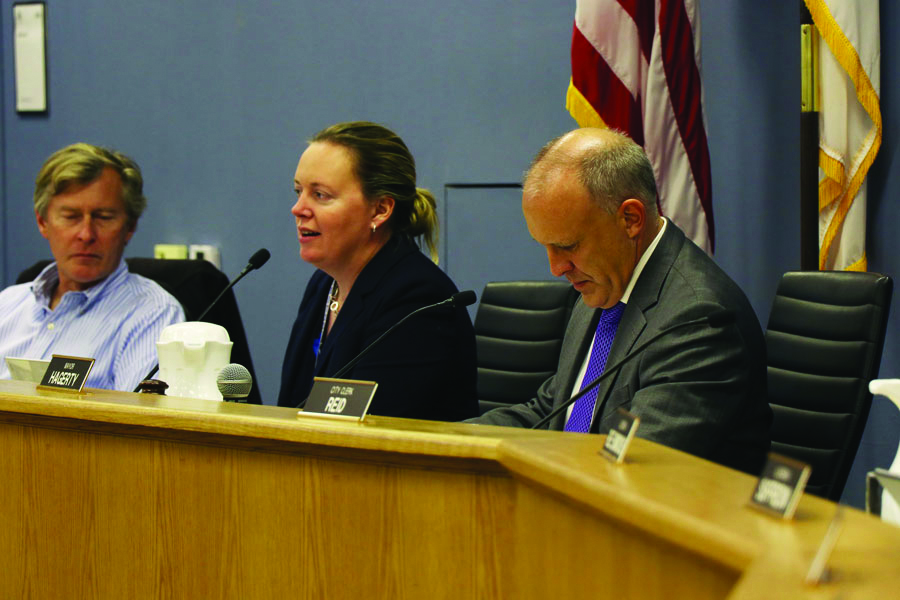 Interim city manager Erika Storlie (center). In her role as interim city manager, Storlie continues to maintain the day-to-day operations of the city throughout the state of emergency caused by COVID-19. 