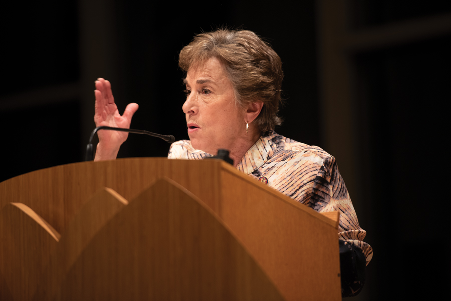 Rep. Jan Schakowsy (D-Evanston). Schakowsky attended the Democratic Party of Evanston’s ranked choice voting session on Sunday night, and spoke in favor of her candidate of choice, Elizabeth Warren.