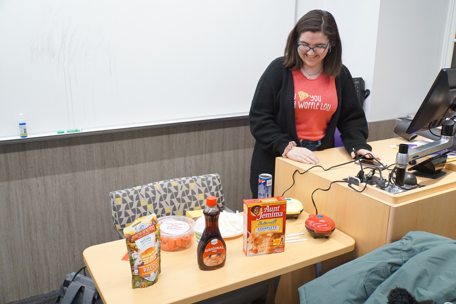 Happiness Club at Northwestern hosts its “Galentine’s Day Waffles” event. 