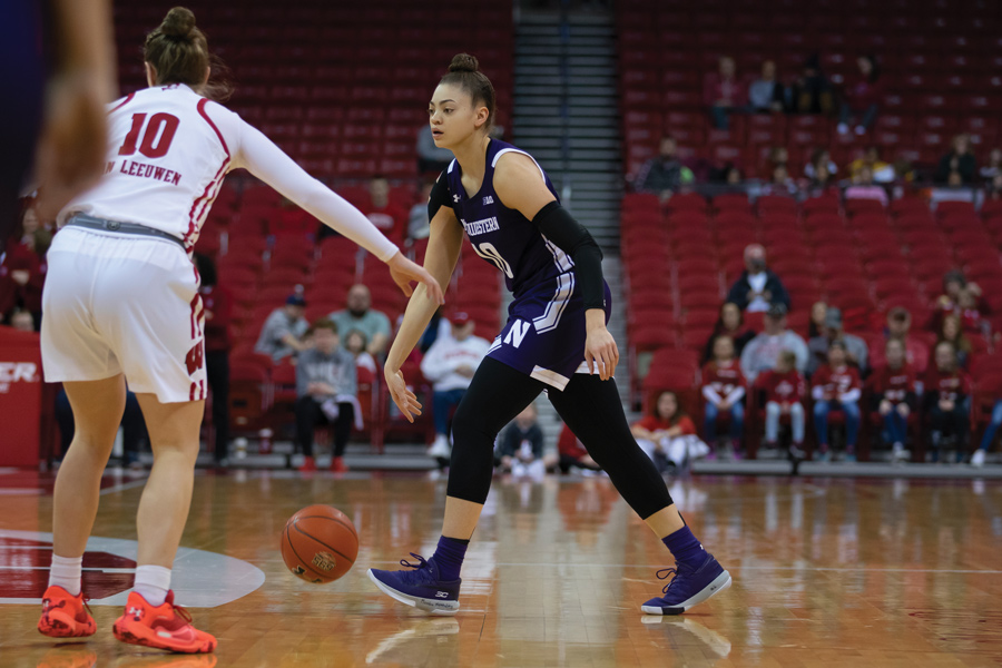 Lindsey Pulliam dribbles the ball. The junior guard was named Big Ten player of the week.
