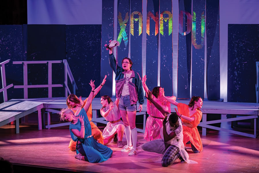 The cast of “Xanadu.” The genderbent production brings a queer vision to a famously campy film.
