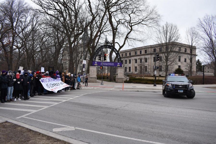 At around 9 a.m. Friday morning, over 60 protesters blocked Sheridan Road to raise awareness for climate injustice and attempt to force more open communication between the Board of Trustees and Fossil Free Northwestern.