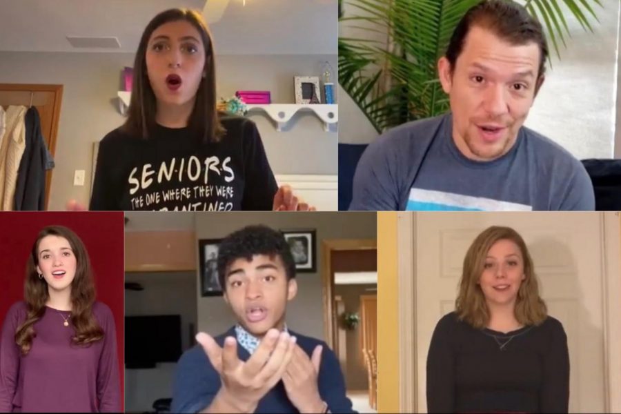  Illinois high school students sing in their submissions to “Around Broadway In 80 Days.” Hamilton’s Miguel Cervantes (pictured top right) is the emcee for the virtual showcase.
