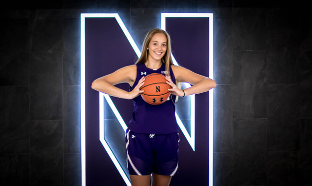 Anna Morris poses at Northwestern’s Welsh-Ryan Arena. The New Jersey native, a five-star recruit, will join the Wildcats next fall.
