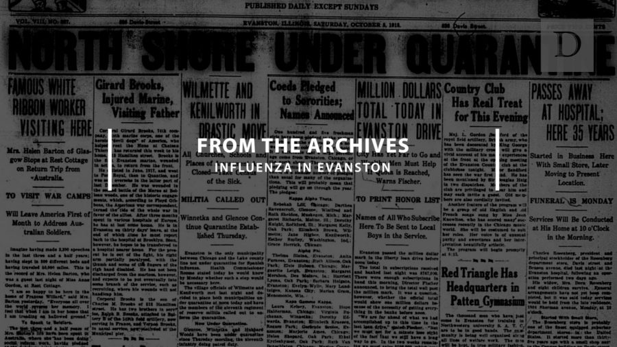A 1918 issue of the Evanston News-Index announces quarantine orders across the North Shore. The newspaper covered the city as it grappled with the pandemic.
