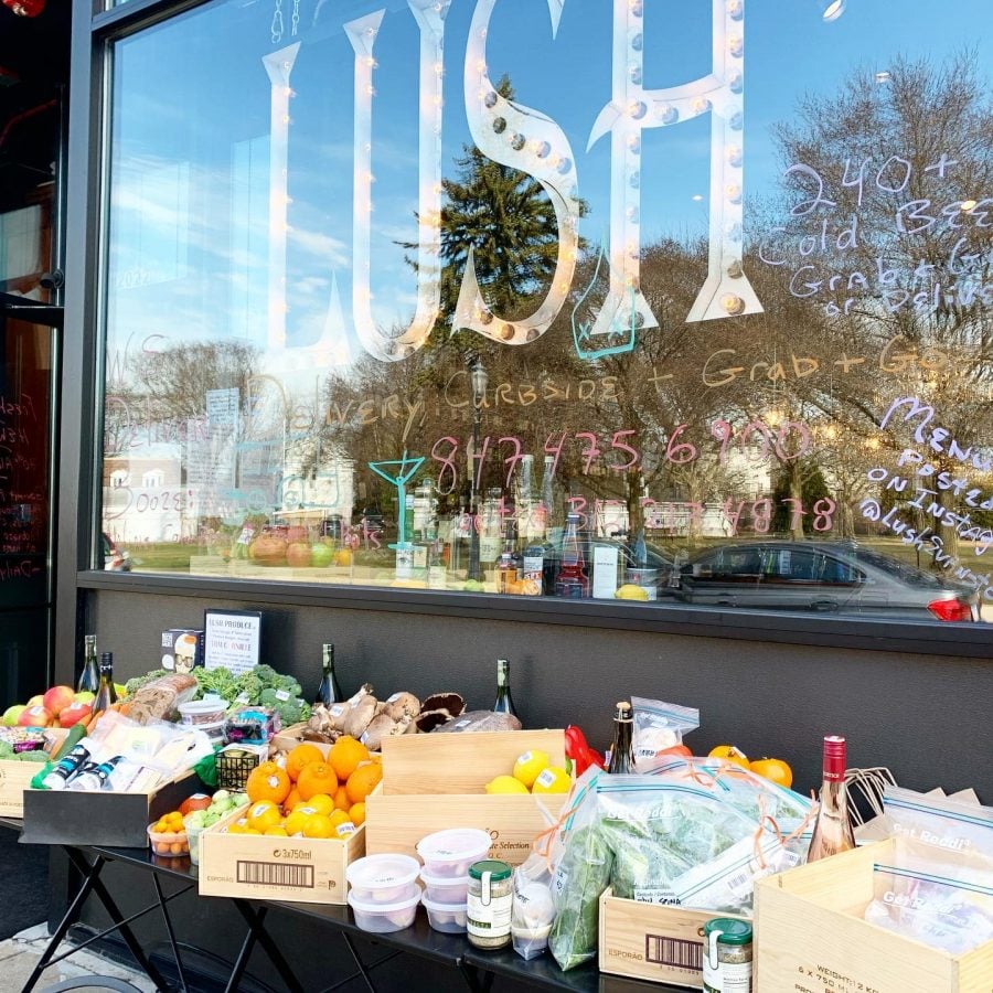 Lush Wine & Spirits set up a mini farmers market at its storefront during the pandemic. It provides customers with high quality produce.