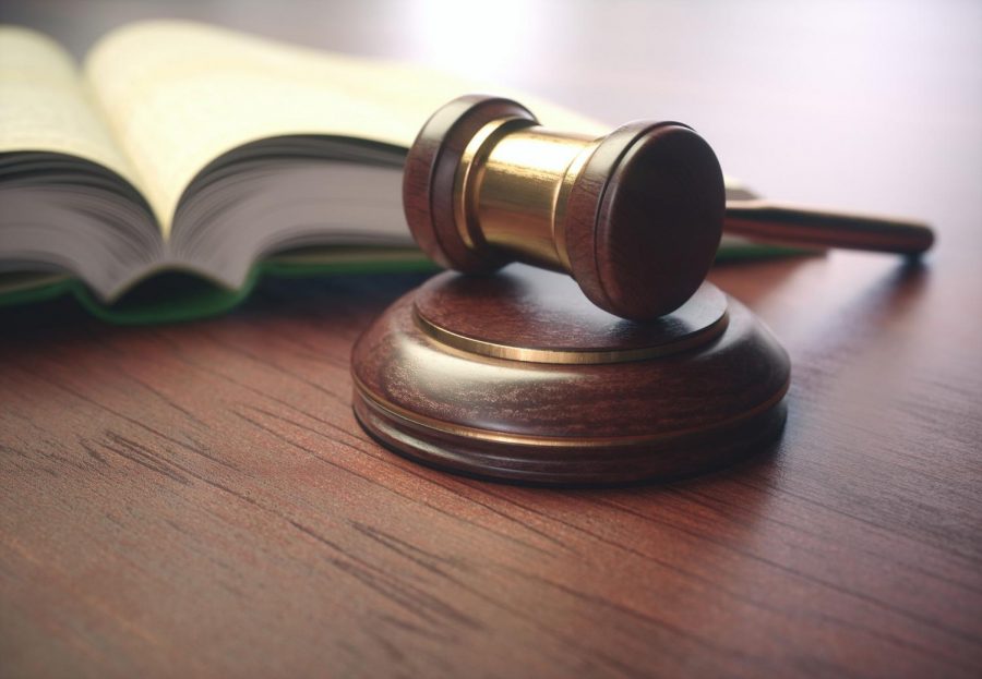 A gavel and book resting on a table. Executives from Evanston-based Honor Finance were indicted Wednesday on fraud charges after allegedly diverting over $5 million in profits. 
