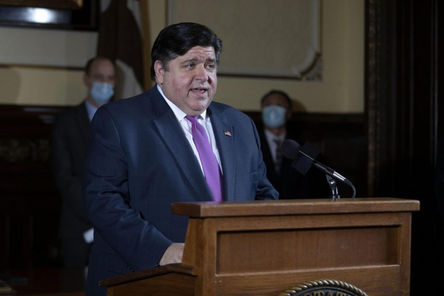 Illinois Governor J.B. Pritzker speaks during his daily coronavirus pandemic briefing at the Illinois State Capitol Wednesday, May 20, 2020, in Springfield, Illinois. On Friday, Pritzker announced the state is moving into Phase 3 of his announced “Restore Illinois Plan.”
