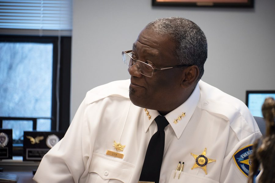 Police Chief Demitrous Cook. Cook outlined Evanston Police Department’s practices in terms of 8 Can’t Wait during Hagerty’s discussion on Monday.