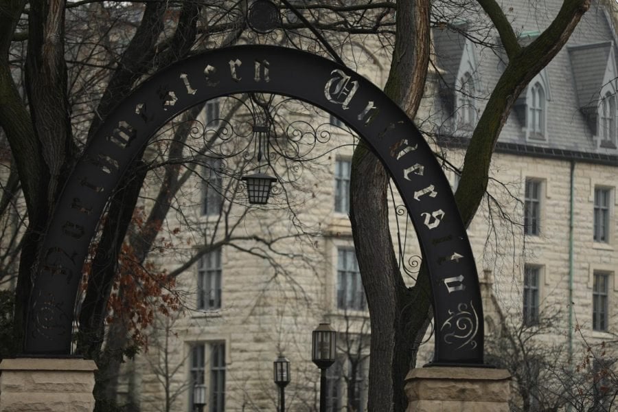 Northwestern University Weber Arch. The recommended social distancing guideline — stay six feet apart — equates roughly to one quarter the height of the arch.