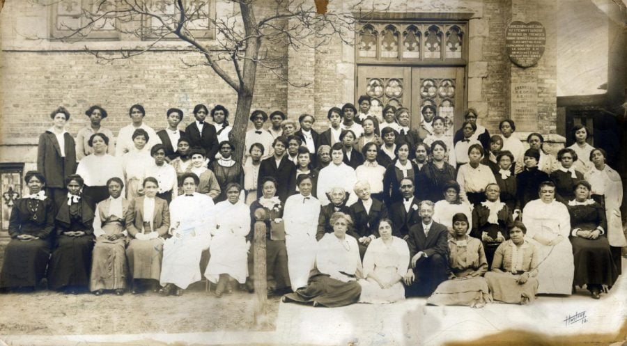 Members of the Sunday School at Ebenezer AME, Evanston’s first black church, circa 1920.