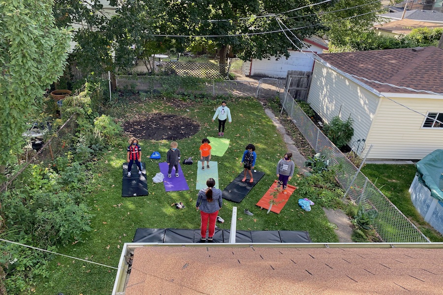 Circus pod classes are often hosted in one of the participating families’ backyards. Photo courtesy of Beth Tipton