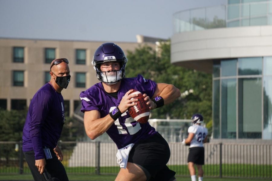 Peyton Ramsey during Northwestern’s preseason camp. The Indiana graduate transfer will line up under center in the Wildcats’ opener Saturday.
