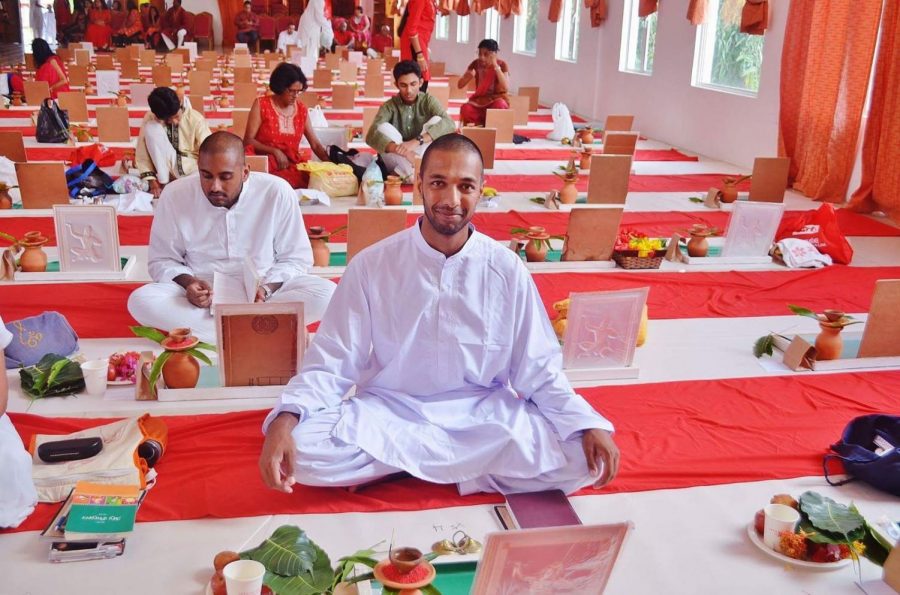 Amar Shah (Weinberg ’16) studying as a Hindu monk in Trinidad and Tobago in 2018.