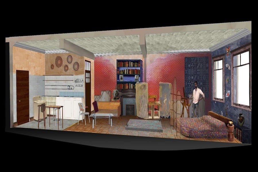 Lighting design idea for “Wine in the Wilderness.” The play takes place in Bill Jameson’s Harlem studio. 