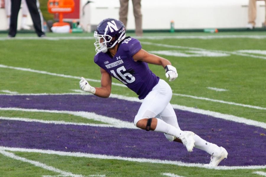 Brandon Joseph sprints towards the ball. The redshirt freshman safety and Northwestern’s defensive backs face a talented Ohio State offense this weekend.
