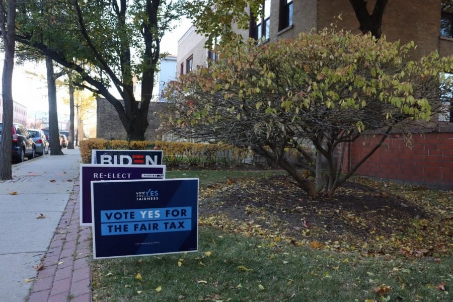 A+sign+in+support+of+the+Fair+Tax+Amendment+outside+of+an+Evanston+polling+place.+Since+Illinois+voters+rejected+the+Fair+Tax+Amendment+in+November%2C+advocates+across+the+state+are+assessing+the+path+forward.