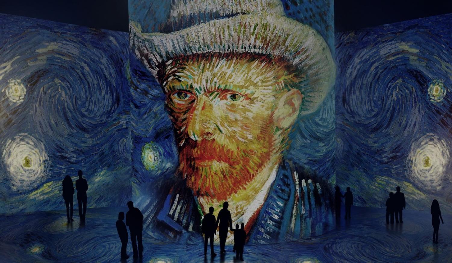 The+Starry+Night+by+Van+Gogh+at+the+Immersive+Van+Gogh+Exhibition+in+Chicago.+The+exhibition+provides+a+deep+dive+into+a+sea+of+colors+and+lights%2C+featuring+60+of+Van+Gogh%E2%80%99s+paintings.