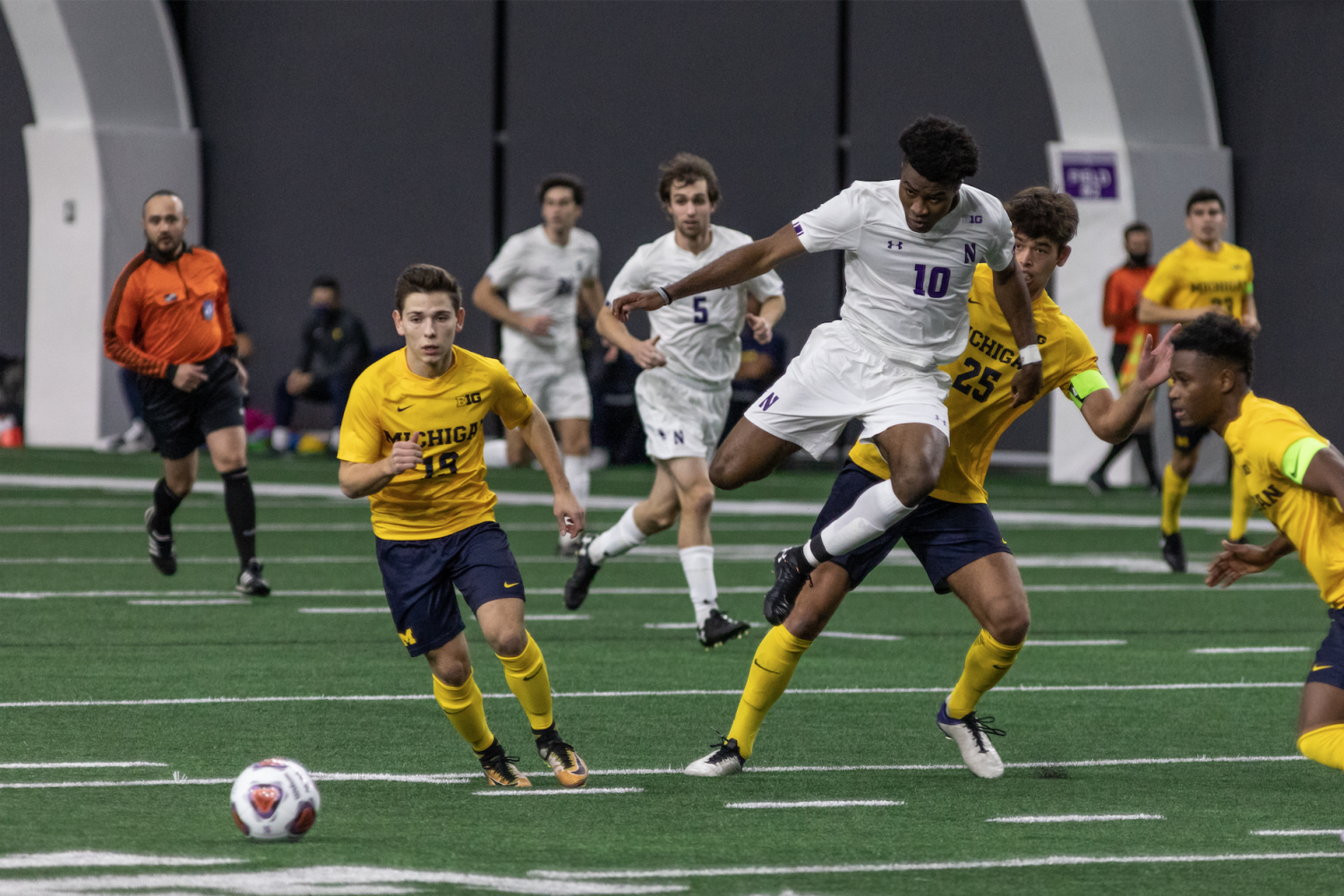 Ugo+Achara+Jr.+catches+up+to+the+ball+Friday+against+Michigan.+On+Tuesday+against+Wisconsin%2C+the+sophomore+forward+came+through+with+his+first+two+goals+of+the+season%2C+including+a+wonderstrike+from+inside+the+18-yard+box+that+put+Northwestern+up+3-0.
