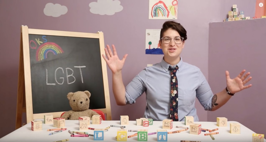 Lindz Amer (Communication ’14) on the set of their webseries “Queer Kid Stuff.” The show was a 2018 Webby Honoree.