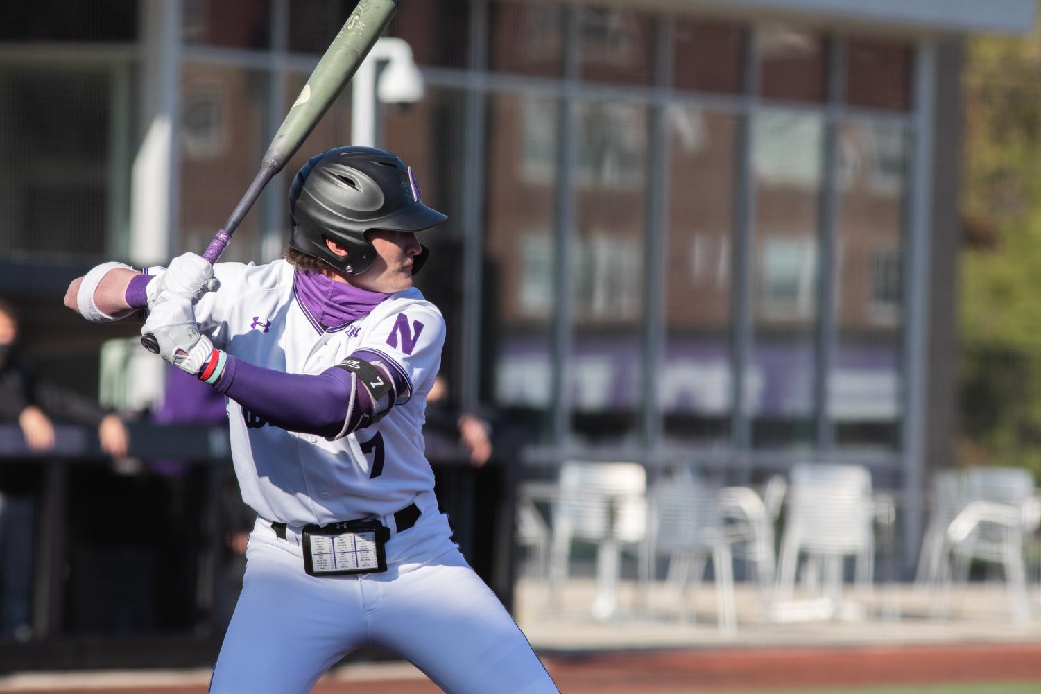 Northwestern+player+readies+for+incoming+pitch.
