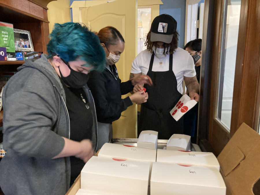 Staff at local nonprofit restaurant Curt’s Cafe work to package Teacher Appreciation orders, which are available to educators through the end of the school year.