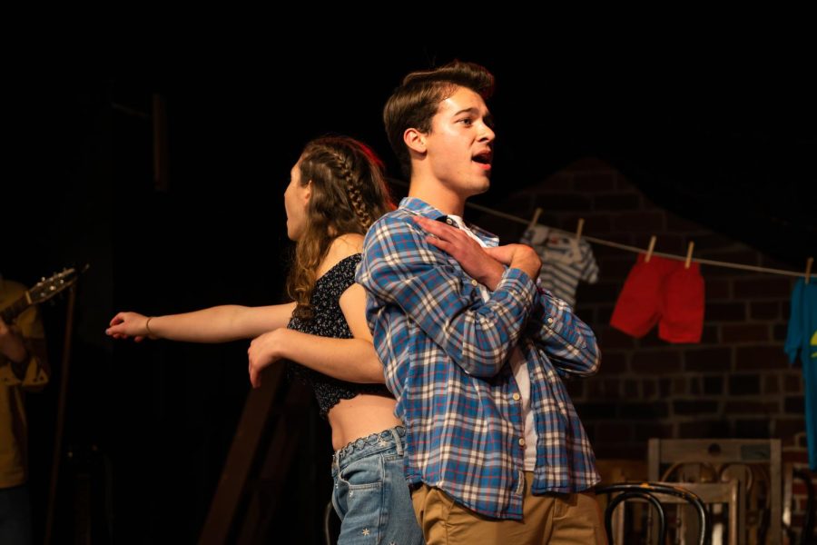 Gabriel, played by Communication sophomore Jason Sekili, and Julie, played by Communication junior Rachel Mandelker, perform a dance routine.