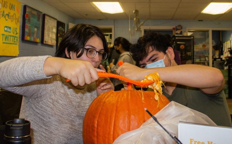 Students carved pumpkins at Norris University Center during a Thursday event.