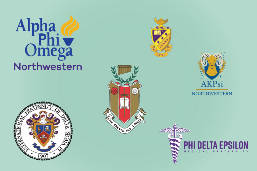 Six logos of pre-professional Greek life organizations.