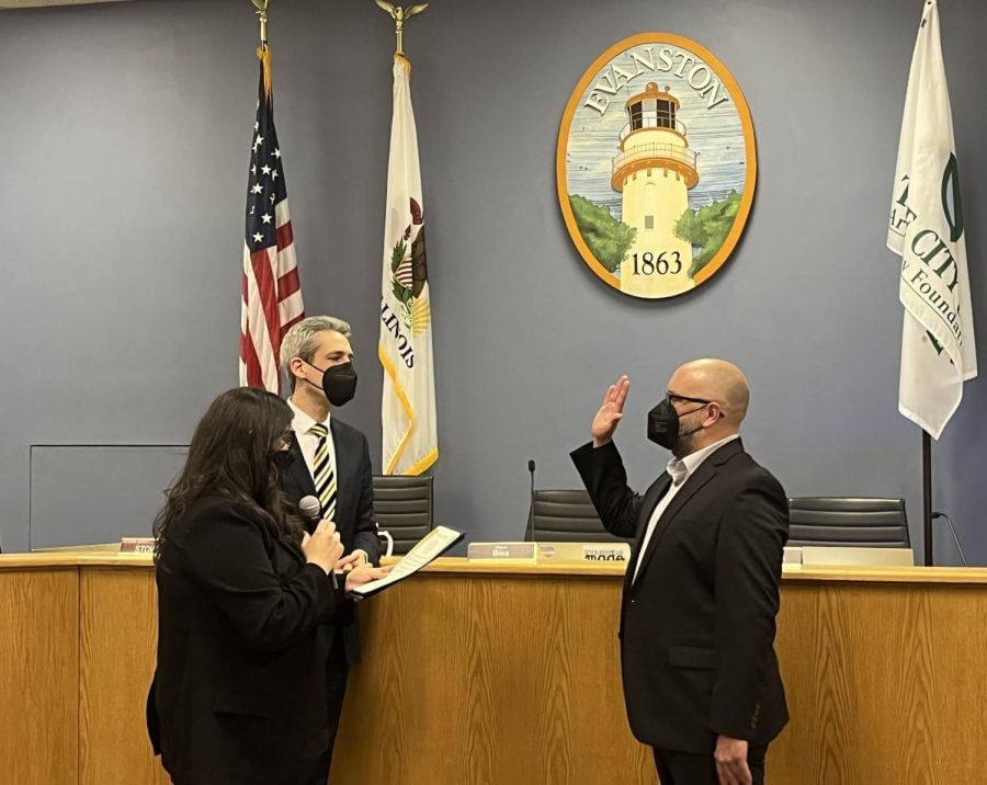 Ald. Juan Geracaris (9th) was confirmed Monday as Evanston’s first Latino councilmember.
