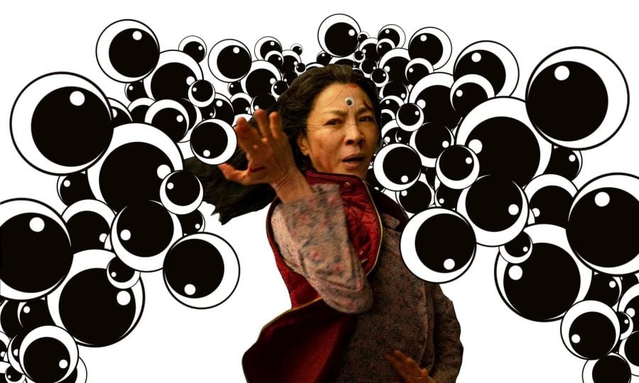 Evelyn Quan Wang (Michelle Yeoh) sees all in “Everything Everywhere All at Once,” but viewers may not see the point of the film’s absurdity.
