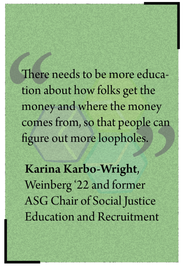 Quote from Karbo-Wright that reads: There needs to be more education about how folks get the money and where the money comes from, so that people can figure out more loopholes.