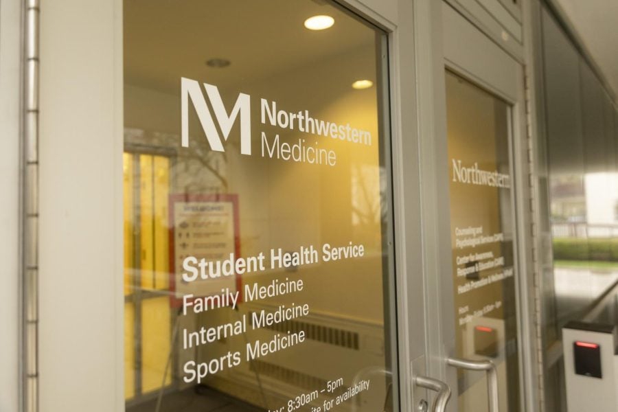 A+glass+door+labeled+Northwestern+Medicine