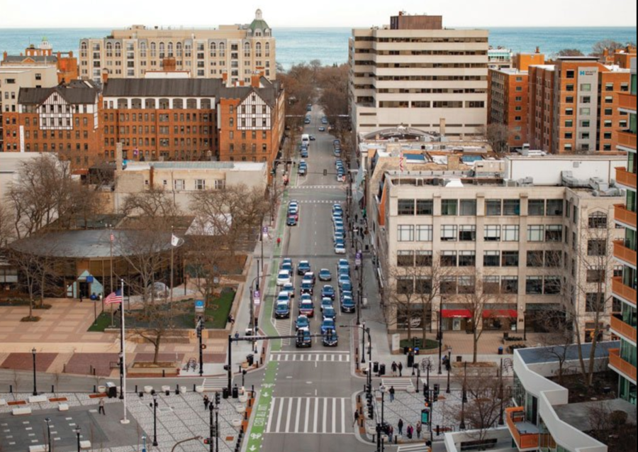 An overhead view of Evanston