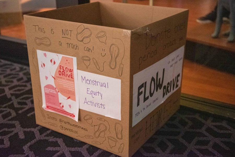 A cardboard box labeled with the words “flow drive” is seen from the side.