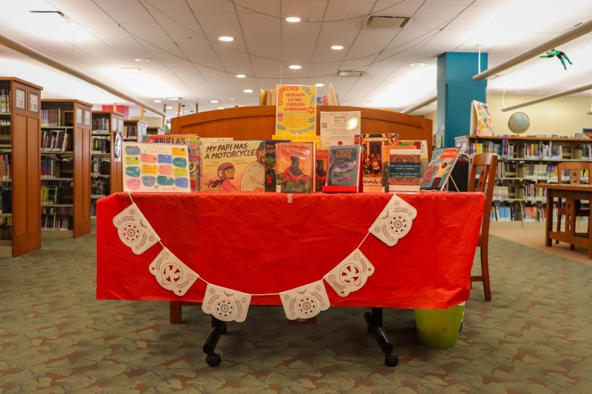 A Hispanic Heritage Month display at EPL. The observance is a yearly celebration that acknowledges and celebrates the contributions, history and culture of Hispanic Americans.