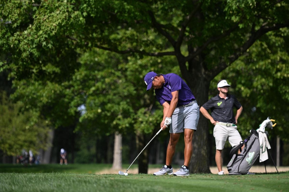Sophomore Ethan Tseng hits the ball. Tseng led the ‘Cats with a fourth-place individual finish at the Windon Memorial Classic.