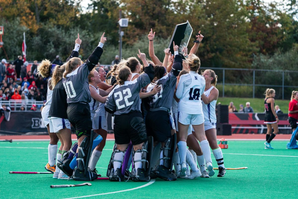Northwestern celebrates its first Big Ten regular season title since 2013, following the Wildcats’ 2-1 win over No. 4 Rutgers Sunday.