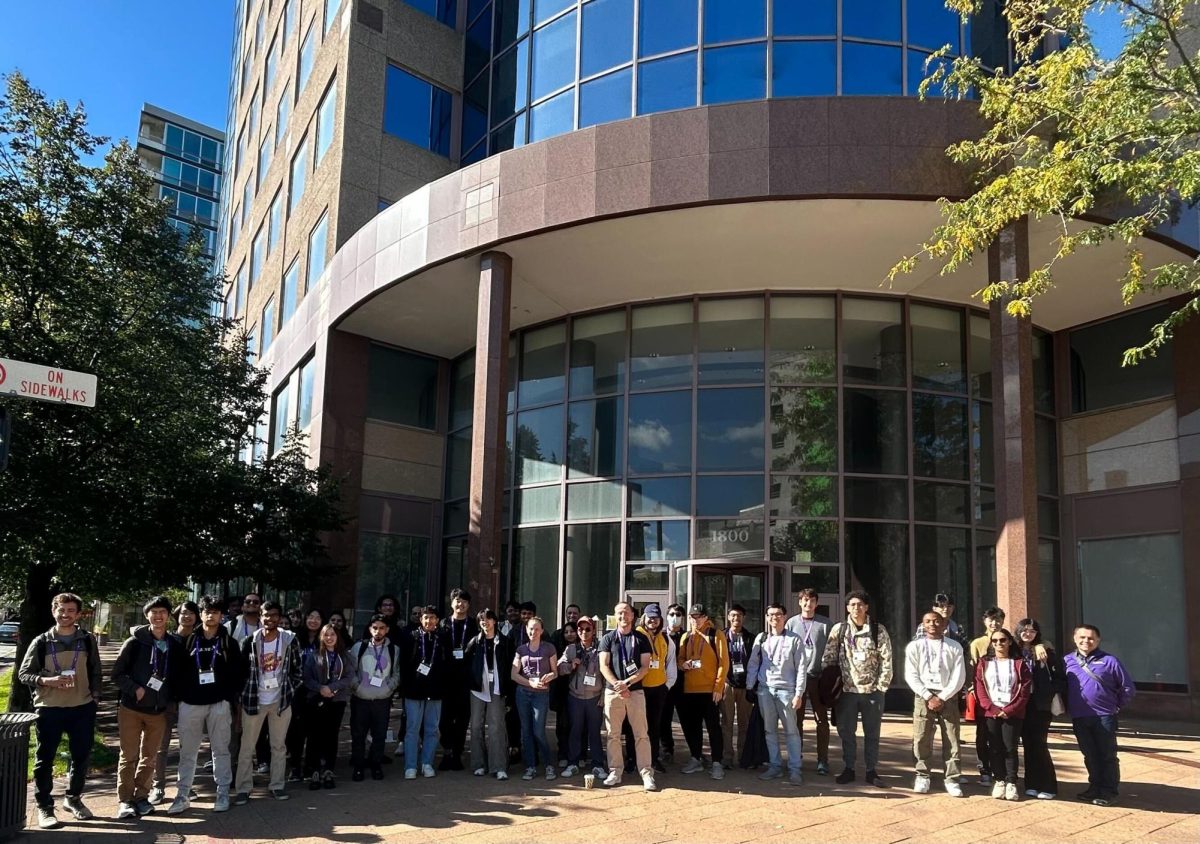 NASA Space Apps participants meet outside the Hackathon venue for a group picture. Among the 60 participants were Chicago-area high school students, members of sponsoring organizations, and undergraduate students from various Illinois and Wisconsin universities.