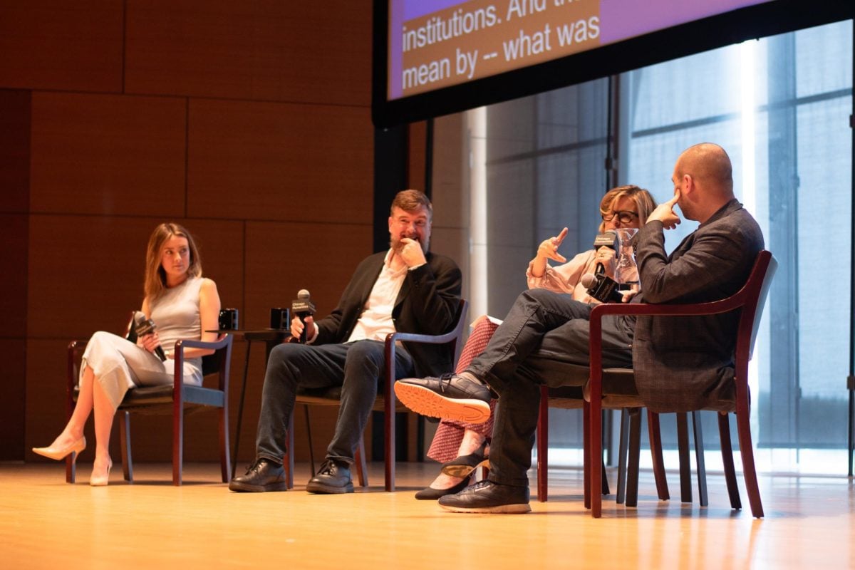 The dialogue was moderated by Caitlin Flanagan (second to right), a staff writer at The Atlantic.